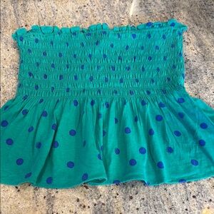 Lilly Pulitzer, new without tags Green and Blue Polka Dot Smocked tube top